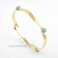 Amazing Green Amazonite Bangle, jóias de pedras preciosas de ouro 18k para mulheres